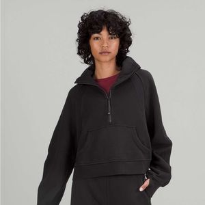 Black Lululemon Scuba Crop Funnel 1/2 zip